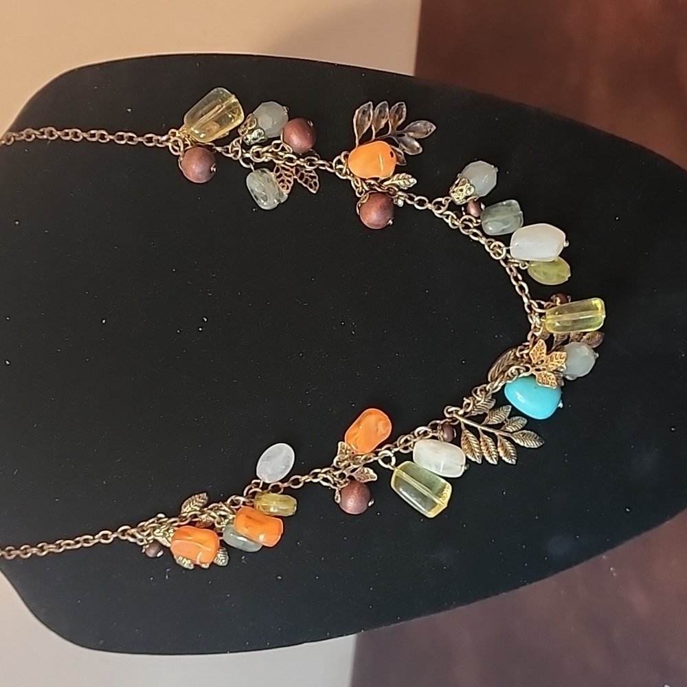 #19 Colorful Nature Leaves for Fall, multi-color Necklace